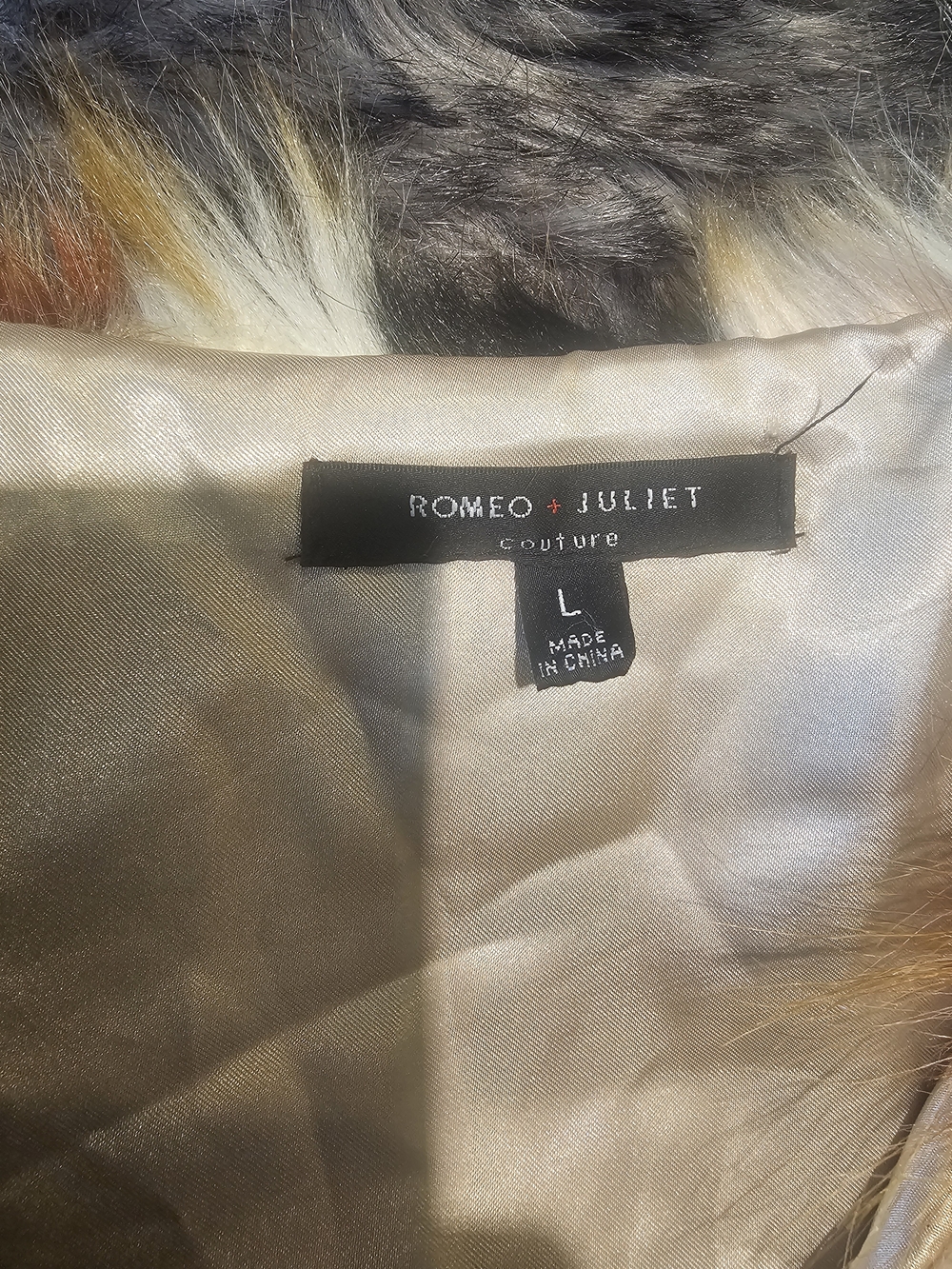 Romeo & Juliet Couture Multi-Color Faux Fur Vest in Brown, Black & Cream - Picture 4 of 5